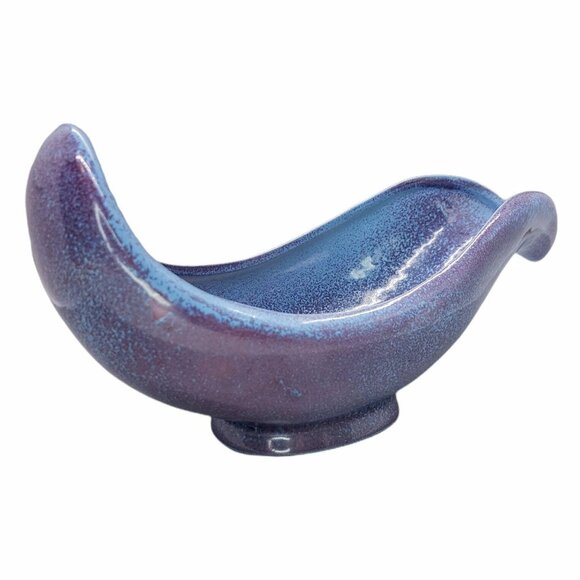 MCM Red Wing Pottery Console Planter Vase Purple Pink Speckle Vintage 1950s - Picture 6 of 13